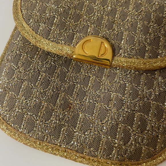 Dior Vintage Monograph Gold Clutch with Coin Purse Designer Logo - Picture 13 of 14
